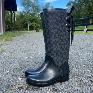 Coach rain boots. Laces. Women’s 8. Waterproof